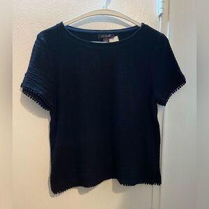 St. John Black Knit Top Short Sleeve Pullover‎ Blouse Size M